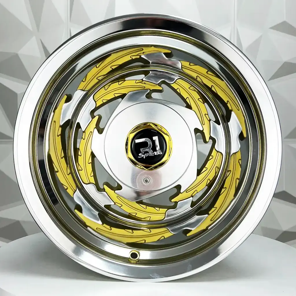 RIN 15X12 5-127/139.7 R1 SPORT F81003 ALL POLISHED WITH GOLD CENTER ET-75 CB91.2