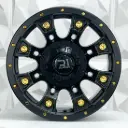 RIN 15X8 5-114.3 R1 SPORT QC837 MATE BLACK GOLD RIVETS ET0 CB83