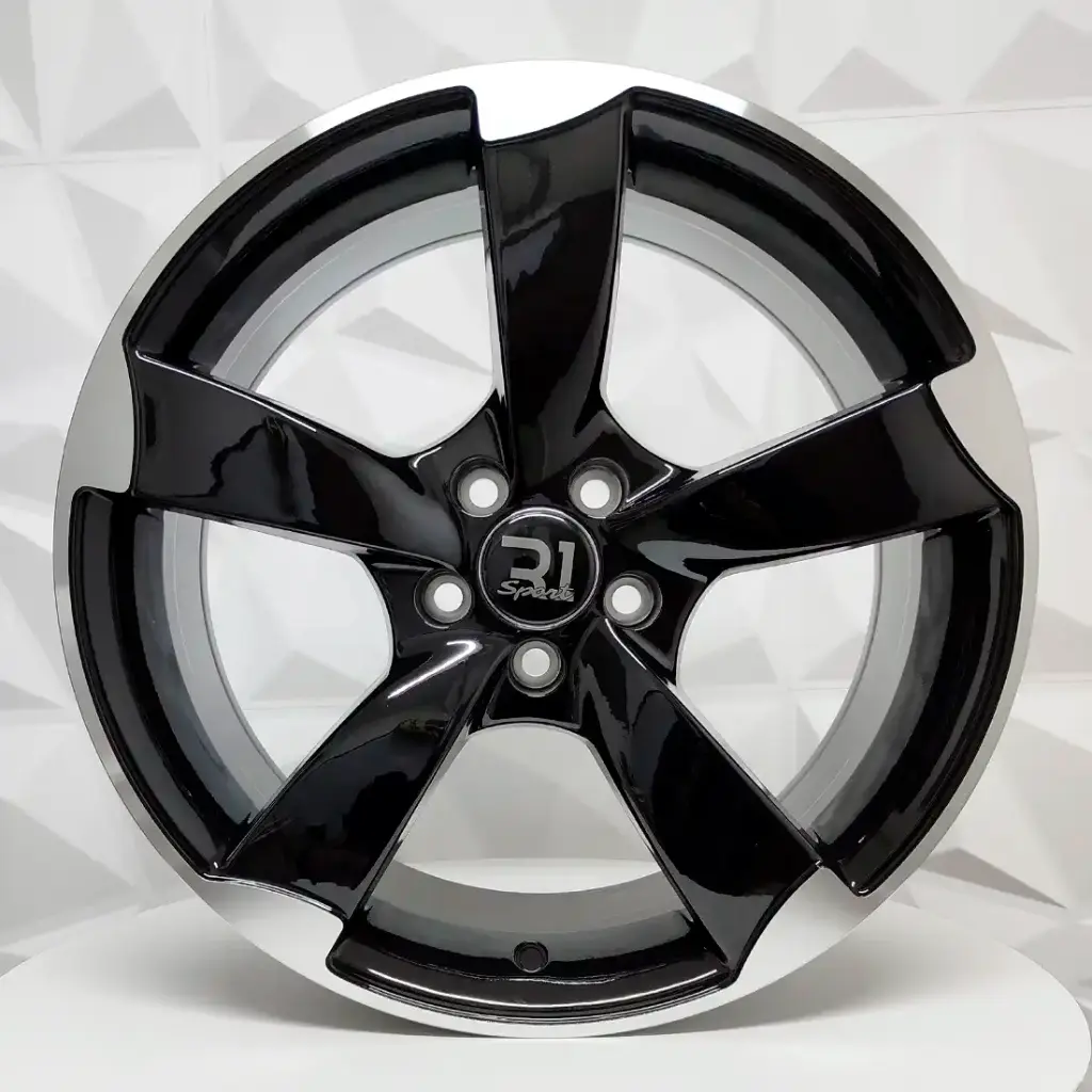 RIN 18X8 5-112 R1 SPORT QC5157 BLACK MACHINE LIP ET40 CB73.1