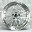 RIN 18X8.5 5-100 R1 SPORT QC1120 HYPER SILVER MI GOLD RIVETS ET35 CB73.1